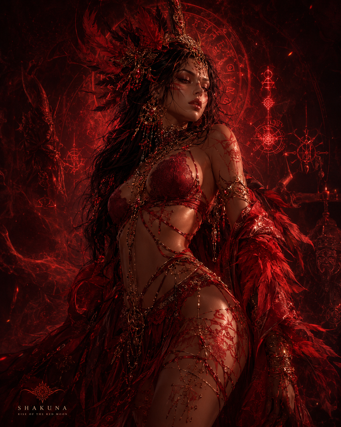 Personnage féminin rouge